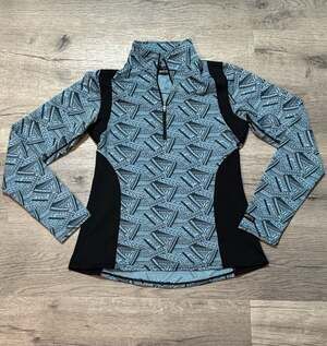 Kerrits Womens Blue Equestrian Horse Bit Print 1/4 Zip Pullover S Mock Neck EUC